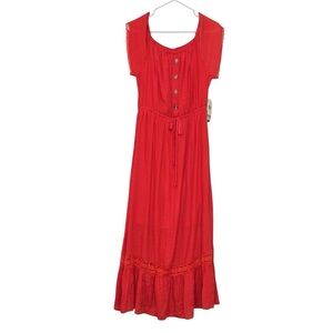 Wrapper Dress Women's Small Boho Style Orange Pull-over Short Sleeve Maxi Dress